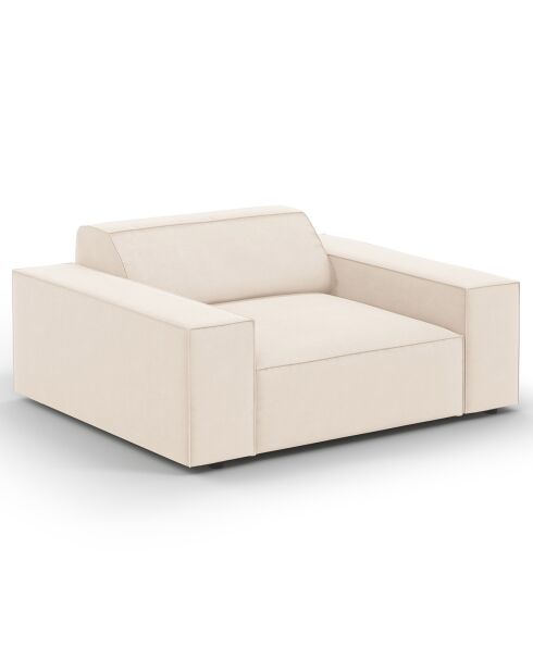 Fauteuil Velours Jodie beige clair - 124x102x70 cm