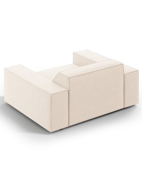 Fauteuil Velours Jodie beige clair - 124x102x70 cm