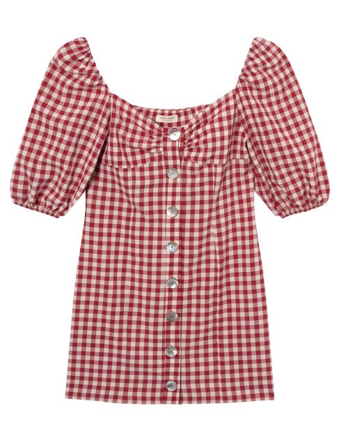 Beerenrotes Gingham-Kleid