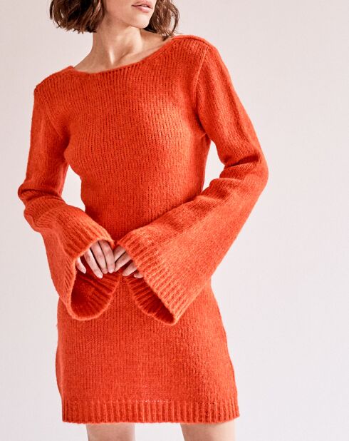 Dutuit orangefarbenes rückenfreies Kleid