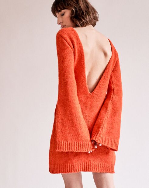 Dutuit orangefarbenes rückenfreies Kleid