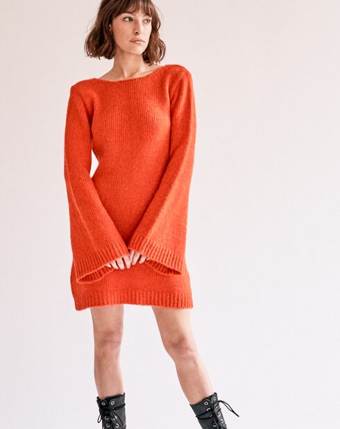 Dutuit orangefarbenes rückenfreies Kleid