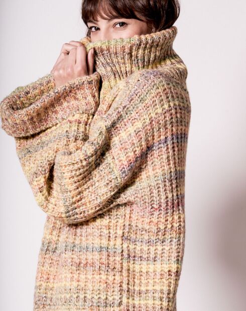 Mehrfarbiger Pullover aus Wollmischung mit Mäandermotiv