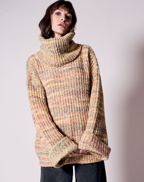 Mehrfarbiger Pullover aus Wollmischung mit Mäandermotiv