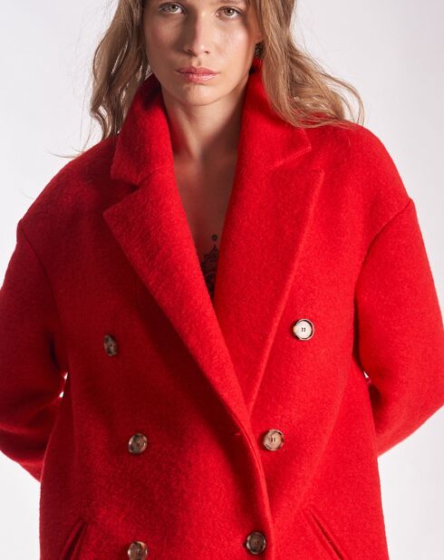 Cappotto Riverain in misto lana rosso
