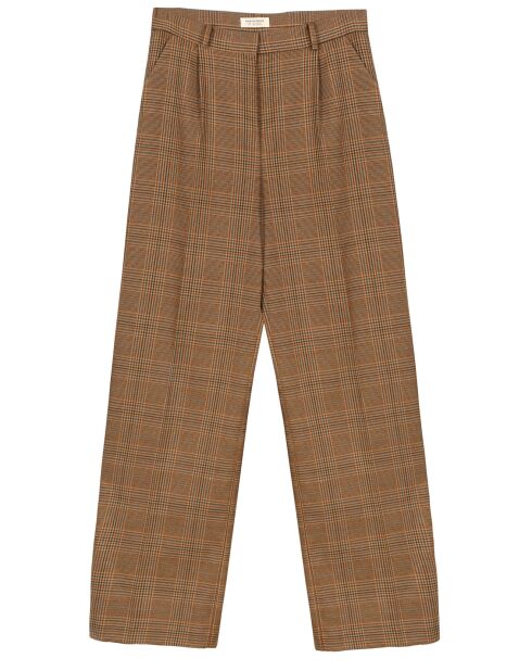 Bruine geruite ronde broek