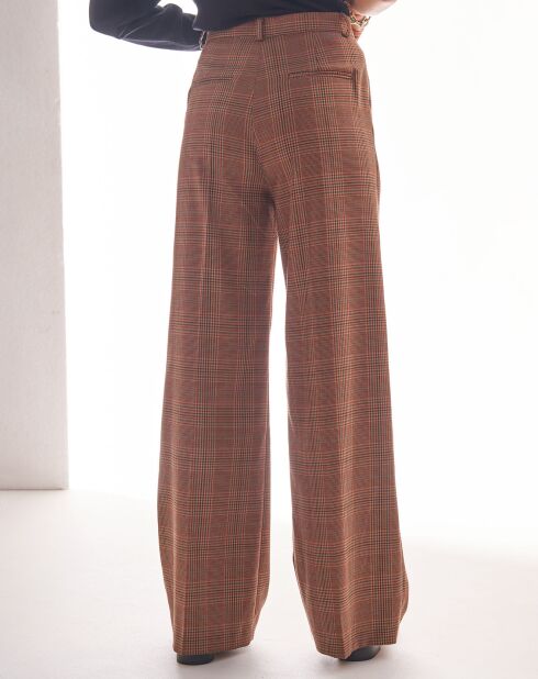Bruine geruite ronde broek