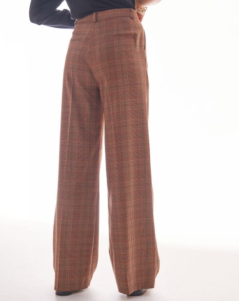 Bruine geruite ronde broek