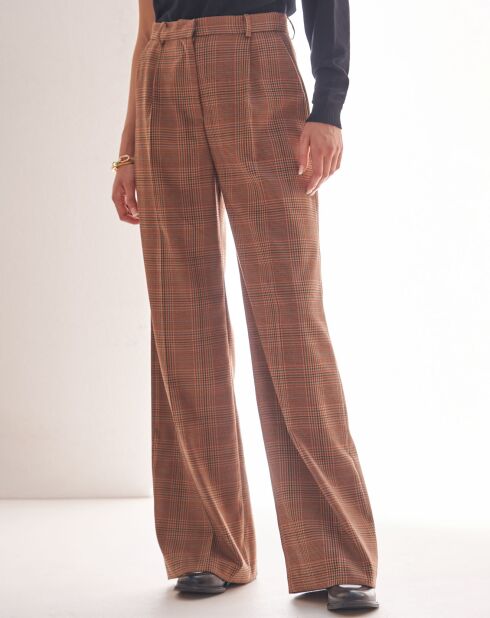 Bruine geruite ronde broek