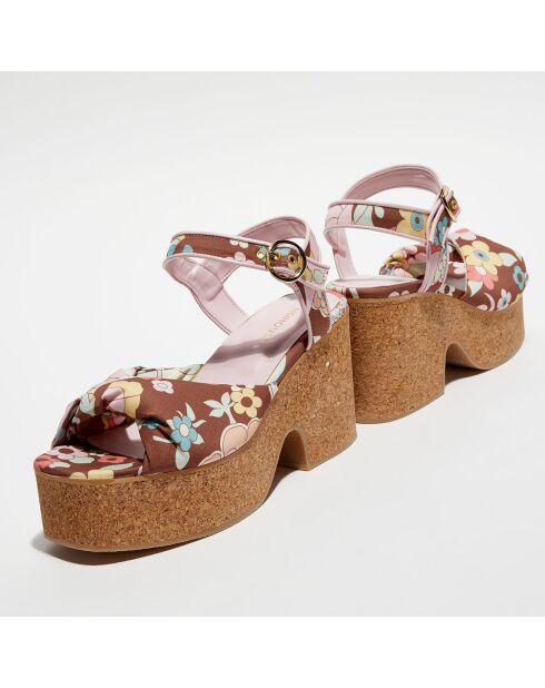 Sandales imprimées chocolat - Talon 9 cm