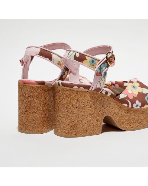 Sandales imprimées chocolat - Talon 9 cm