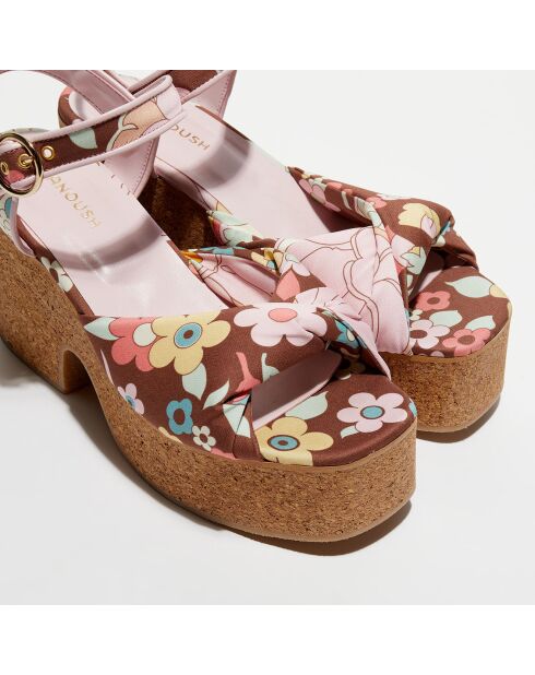 Sandales imprimées chocolat - Talon 9 cm