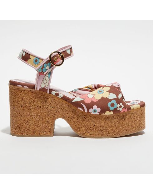 Sandales imprimées chocolat - Talon 9 cm