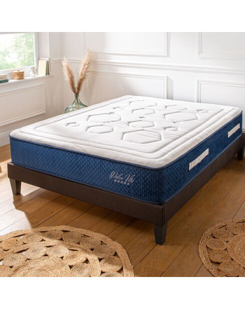 Ensemble Matelas Ressorts Dolce Vita  + Sommier Kit blanc/bleu/gris - 90x200 cm