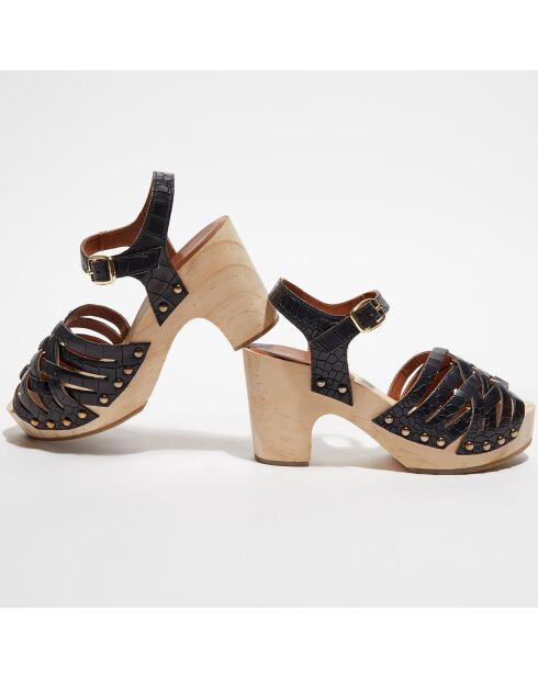 Sandales en Cuir Bengalis noires - Talon 8,5 cm