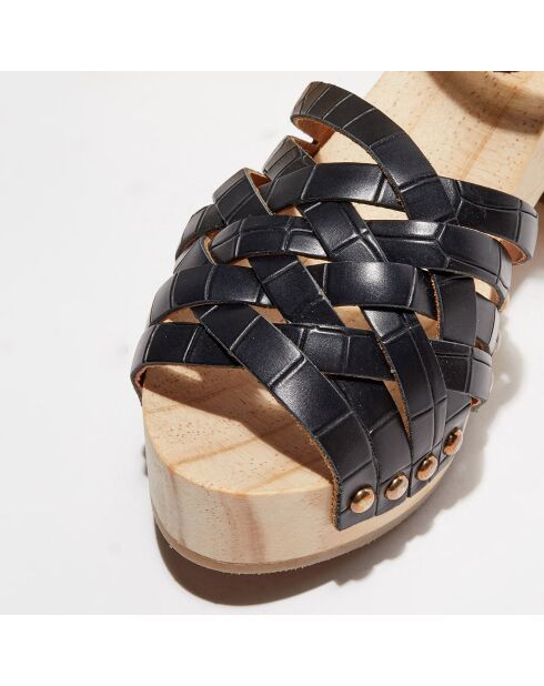 Sandales en Cuir Bengalis noires - Talon 8,5 cm