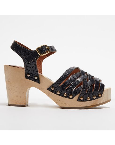 Sandales en Cuir Bengalis noires - Talon 8,5 cm