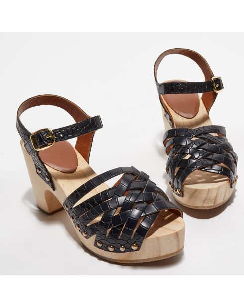 Sandales en Cuir Bengalis noires - Talon 8,5 cm