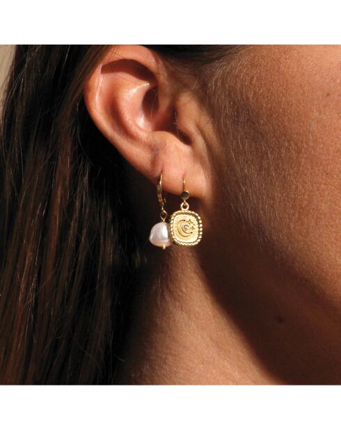 Boucles d'Oreilles luna Star en Laiton doré