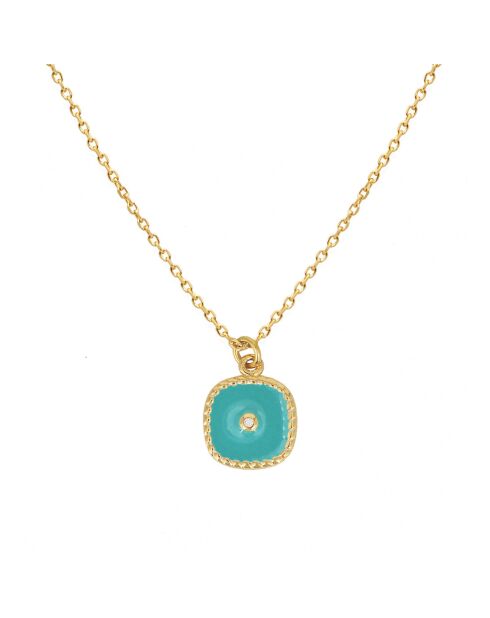 Collier Belize en Laiton doré, Zirconium & Email