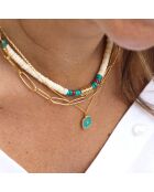 Collier Belize en Laiton doré, Zirconium & Email