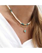 Collier Belize en Laiton doré, Zirconium & Email