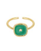 Bague Belize en Laiton doré, Zirconium & Email
