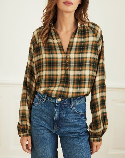 Blouse Buisson à carreaux marron
