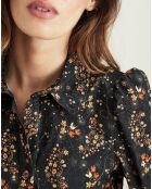 Chemise en Velours Chanson à petites fleurs noire