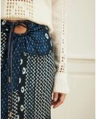 Jupe Jeudi à imprimé patchwork bleue