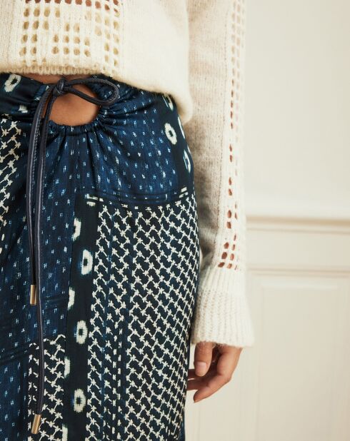 Jupe Jeudi à imprimé patchwork bleue