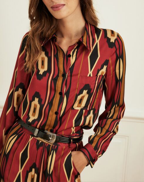 Chemise Cavalier imprimée rouge