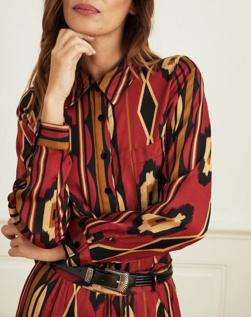 Chemise Cavalier imprimée rouge