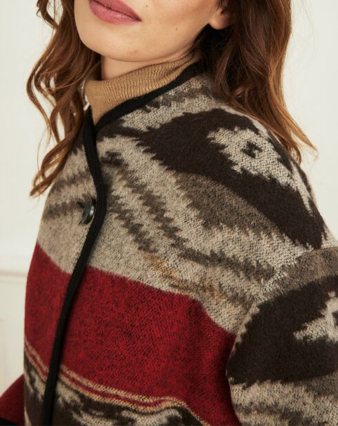 Manteau en Laine mélangée Manoir ethnique rouge/beige/noir
