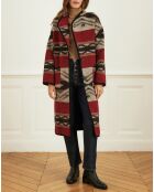 Manteau en Laine mélangée Manoir ethnique rouge/beige/noir