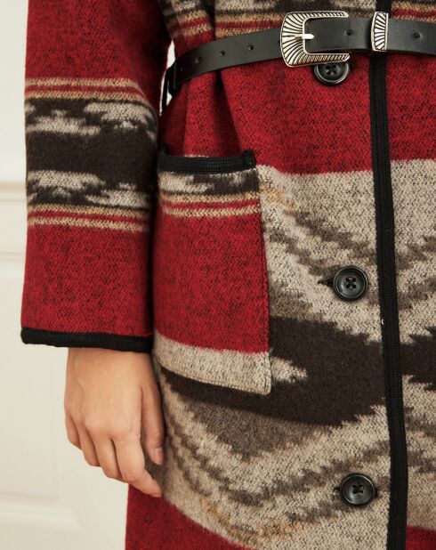 Manteau en Laine mélangée Manoir ethnique rouge/beige/noir