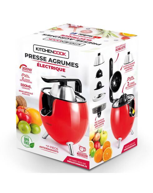 Presse-Agrume électrique rouge - 550 ml
