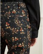 Pantalon en Velours Pétale à petites fleurs noir
