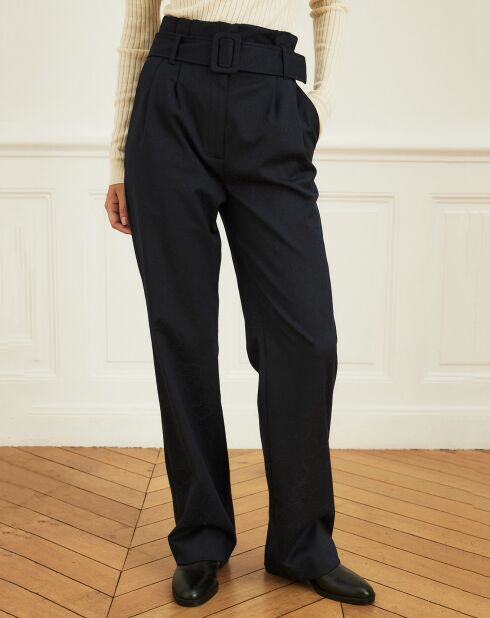 Pantalon Promenade jacquard marine