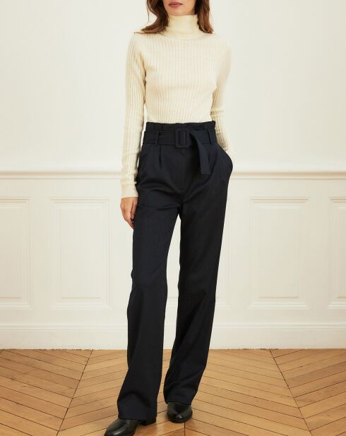 Pantalon Promenade jacquard marine