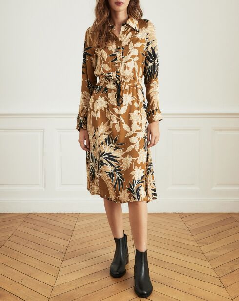 Robe Remède kimono satinée camel