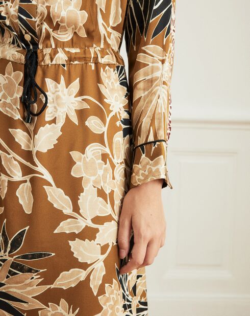 Robe Remède kimono satinée camel