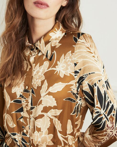 Robe Remède kimono satinée camel