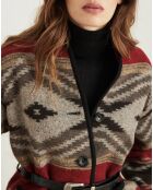 Veste en Laine mélangée Verbe ethnique rouge/noir/marron