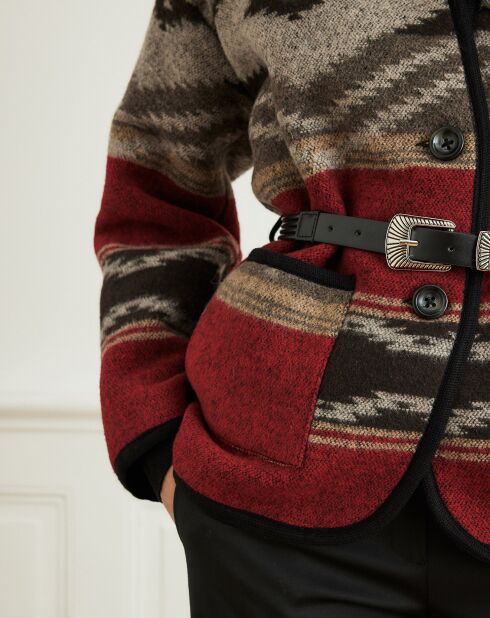 Veste en Laine mélangée Verbe ethnique rouge/noir/marron