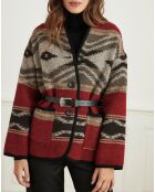 Veste en Laine mélangée Verbe ethnique rouge/noir/marron