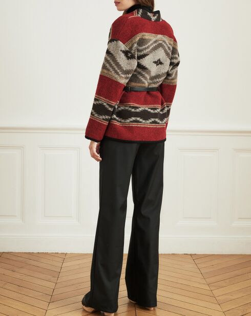 Veste en Laine mélangée Verbe ethnique rouge/noir/marron