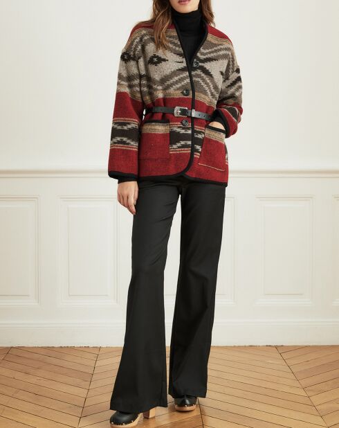 Veste en Laine mélangée Verbe ethnique rouge/noir/marron