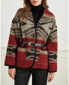 Veste en Laine mélangée Verbe ethnique rouge/noir/marron
