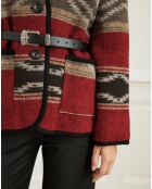 Veste en Laine mélangée Verbe ethnique rouge/noir/marron